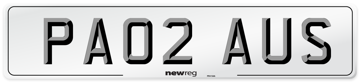 PA02 AUS Number Plate from New Reg